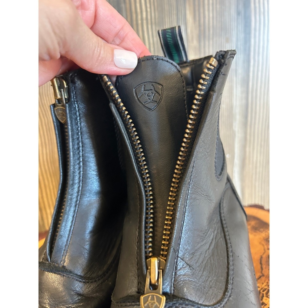 Ariat Mens Paddock Boots 8D Black Leather Front Zip Equestrian Heritage IV READ - Picture 10 of 14